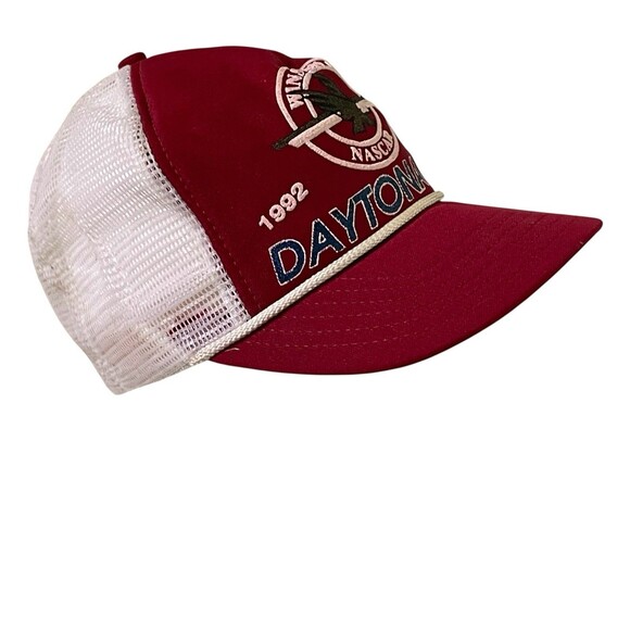 VTG 1992 Winston Cup Daytona 500 Red Trucker Snapback Mesh Rope Ball Cap Hat - Picture 2 of 5